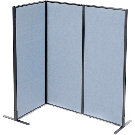 Interion By Global Industrial Interion Freestanding 3-Panel Corner Room Divider, 24-1/4inW x 60inH Panels, Blue 695094BL